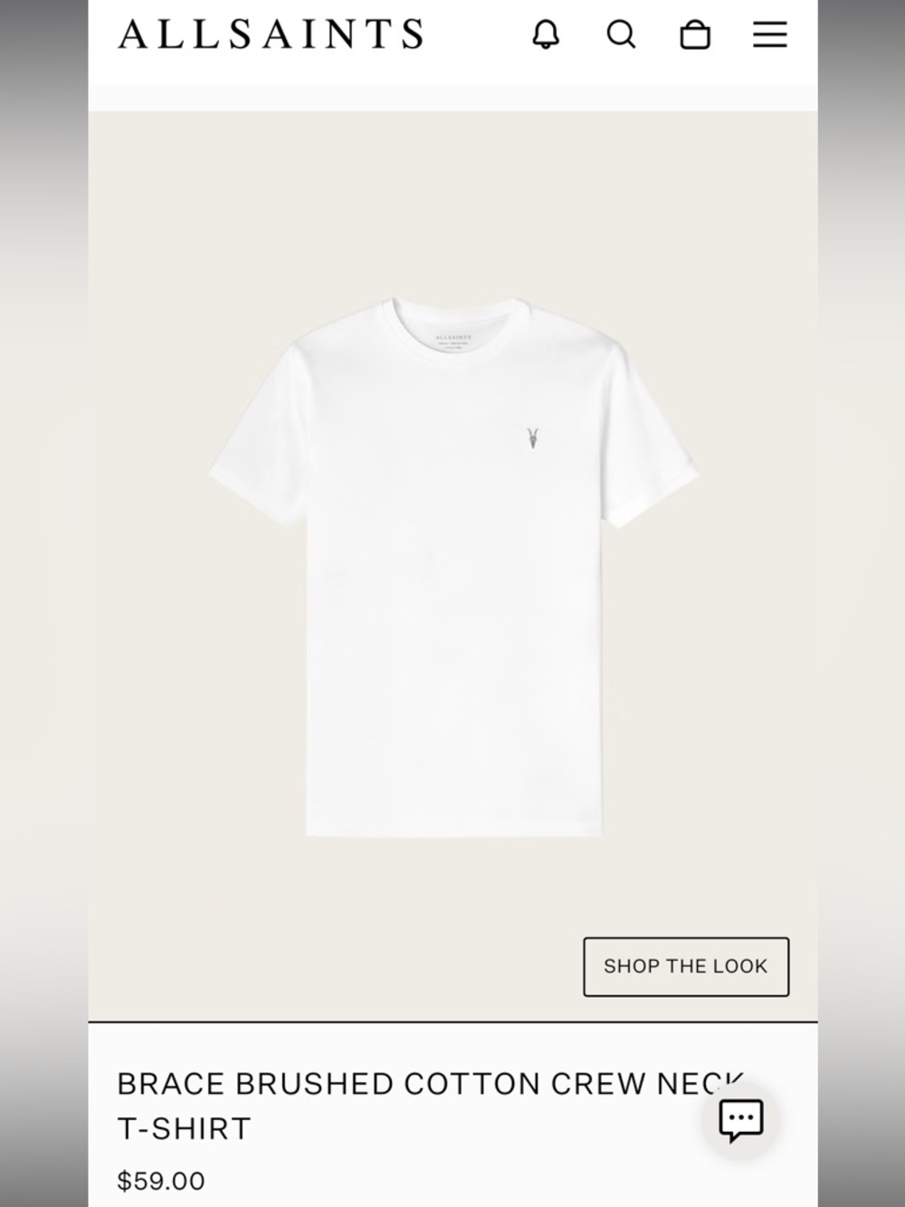 AllSaints White Crew Neck Logo T-Shirt